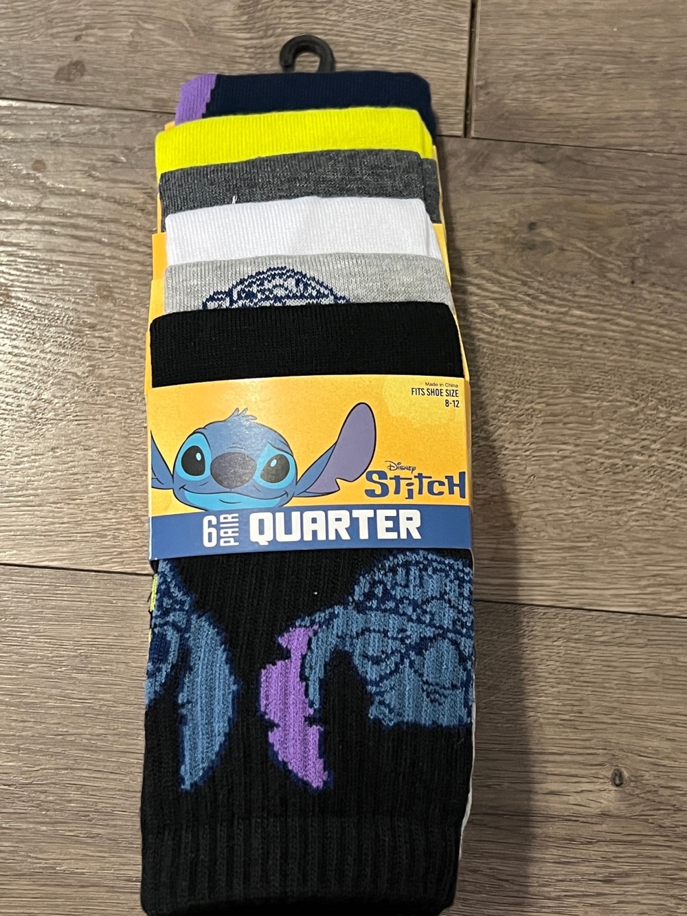 6 Pairs Disney Stitch Quarter Socks Size8-12 New